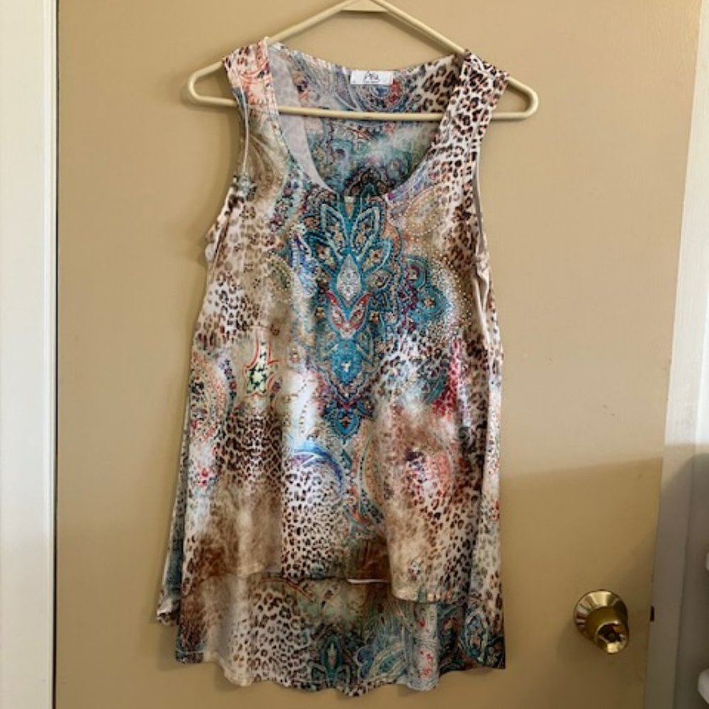 Aria Las Vegas Boho Sequin Animal Print Top